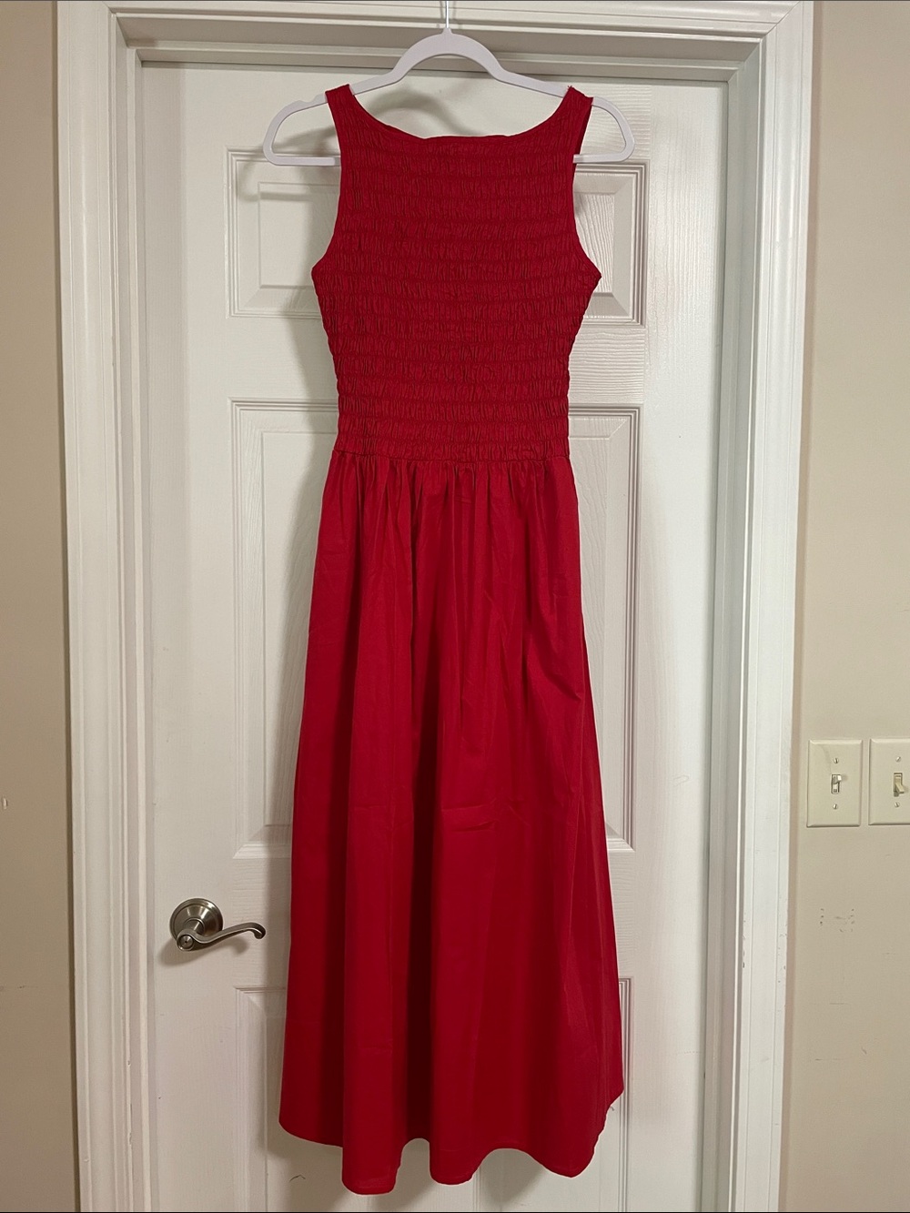GAP Red Smocked Bodice Maxi Dress